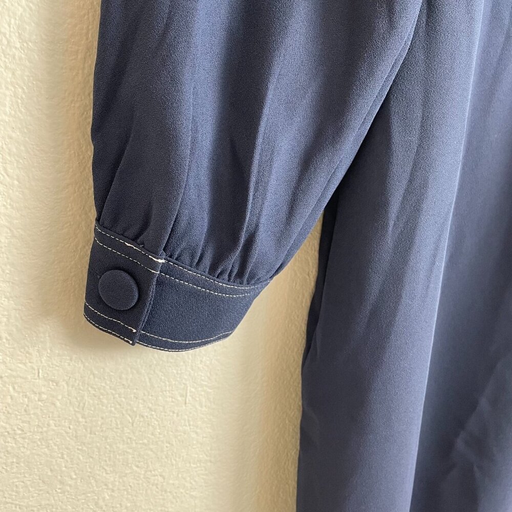 NEW J Crew Womens Plus 16 Navy Shift Dress With Necktie in 365 Crepe Long Sleeve - Picture 15 of 16